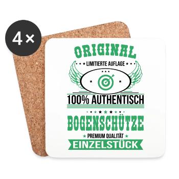 Bogenschütze Original 100% Authentisch Einzelstück - Untersetzer (4er-Set) - Weiß - Vorne