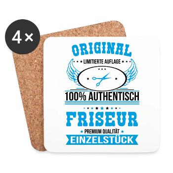 Coiffeur - Pièce originale unique 100% authentique - Dessous de verre (lot de 4) - blanc - Devant