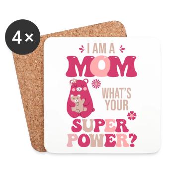 Mom Mommy superpower - Coasters (set of 4) - white - Front