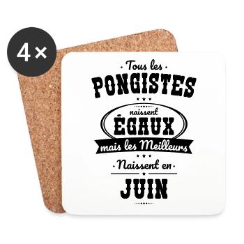 Pongistes égaux meilleurs naissent en Juin - Dessous de verre (lot de 4) - blanc - Devant
