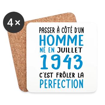 Anniversaire 81 ans - Né en Juillet 1943 - Dessous de verre (lot de 4) - blanc - Devant