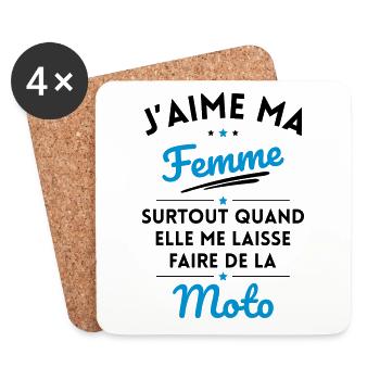 J'aime ma femme quand me laisse faire de la Moto - Dessous de verre (lot de 4) - blanc - Devant