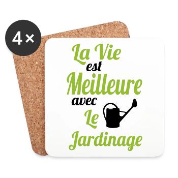 La vie est meilleure avec le Jardinage - Cadeau - Dessous de verre (lot de 4) - blanc - Devant