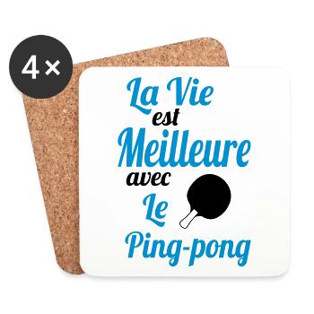 La vie est meilleure avec le Ping-Pong - Cadeau - Dessous de verre (lot de 4) - blanc - Devant