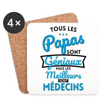 Papas géniaux mais les meilleurs sont Médecins - Dessous de verre (lot de 4) - blanc - Devant