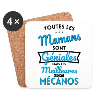Mamans sont géniales les meilleures sont Mécanos - Dessous de verre (lot de 4) - blanc - Devant