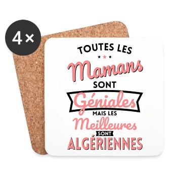 Mamans géniales les meilleures sont Algériennes - Dessous de verre (lot de 4) - blanc - Devant