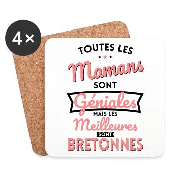 Mamans géniales les meilleures sont Bretonnes - Dessous de verre (lot de 4) - blanc - Devant