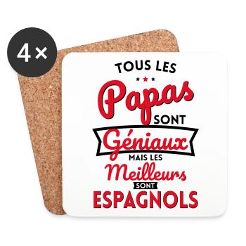 Papas géniaux mais les meilleurs sont Espagnols - Dessous de verre (lot de 4) - blanc - Devant