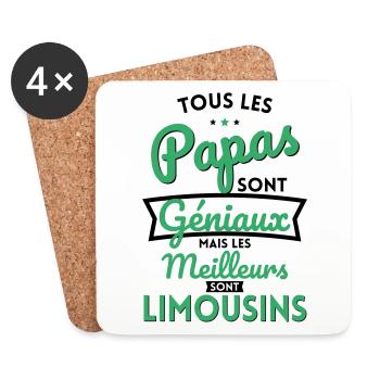 Papas géniaux mais les meilleurs sont Limousins - Dessous de verre (lot de 4) - blanc - Devant