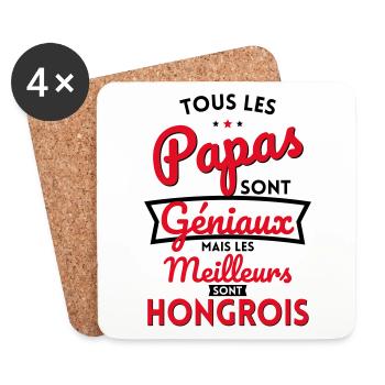 Papas géniaux mais les meilleurs sont Hongrois - Dessous de verre (lot de 4) - blanc - Devant