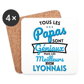 Papas géniaux mais les meilleurs sont Lyonnais - Dessous de verre (lot de 4) - blanc - Devant