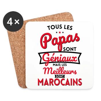 Papas géniaux mais les meilleurs sont Marocains - Dessous de verre (lot de 4) - blanc - Devant