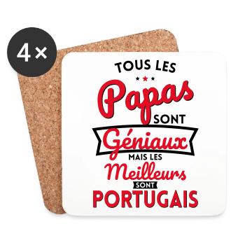 Papas géniaux mais les meilleurs sont Portugais - Dessous de verre (lot de 4) - blanc - Devant