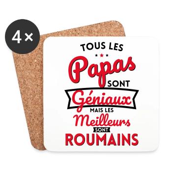 Papas géniaux mais les meilleurs sont Roumains - Dessous de verre (lot de 4) - blanc - Devant