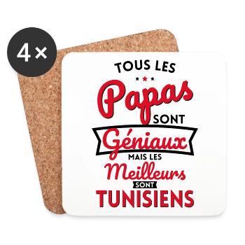 Papas géniaux mais les meilleurs sont Tunisiens - Dessous de verre (lot de 4) - blanc - Devant