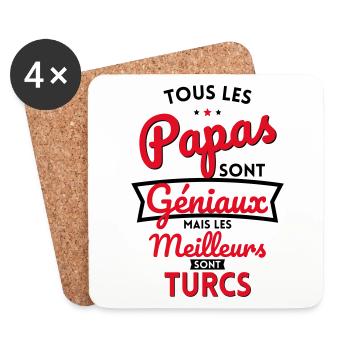 Papas géniaux mais les meilleurs sont Turcs - Dessous de verre (lot de 4) - blanc - Devant