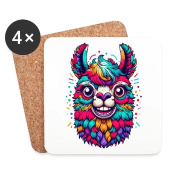 ALPACA CONFETTI COLORFUL VARIEGATED RAINBOW WOOL - Coasters (set of 4) - white - Front