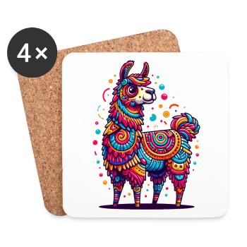 CONFETTIS DE PINATA D’ALPAGA BULLES ARC-EN-CIEL PANACHÉES - Dessous de verre (lot de 4) - blanc - Devant