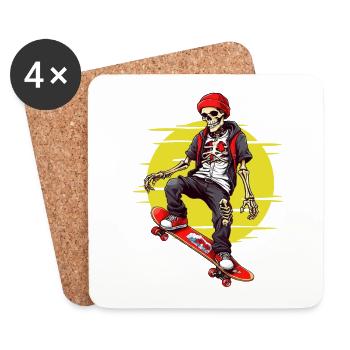 Skateboard Squelette - Dessous de verre (lot de 4) - blanc - Devant