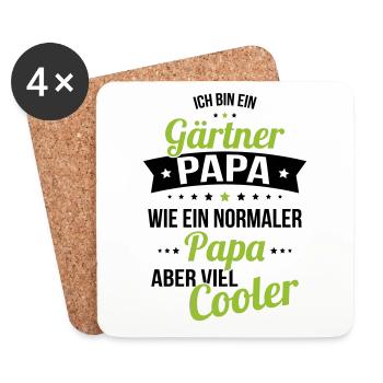 Gärtner Papa wie ein normaler Papa viel cooler - Untersetzer (4er-Set) - Weiß - Vorne