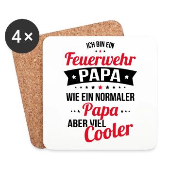 Firefighter dad much cooler like a normal dad - Coasters (set of 4) - white - Front