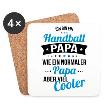 Papa handball comme un papa normal beaucoup plus cool - Dessous de verre (lot de 4) - blanc - Devant