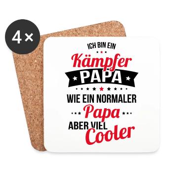 Kämpfer Papa wie ein normaler Papa viel cooler - Untersetzer (4er-Set) - Weiß - Vorne