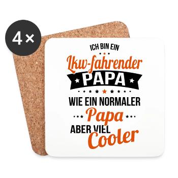 Lkw-fahrender Papa wie normaler Papa viel cooler - Untersetzer (4er-Set) - Weiß - Vorne