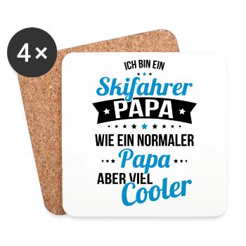 Skifahrer Papa wie ein normaler Papa viel cooler - Untersetzer (4er-Set) - Weiß - Vorne