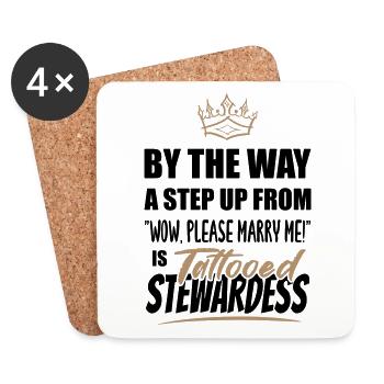 Tattooed Stewardess / Flight Attendant is the Best - Coasters (set of 4) - white - Front