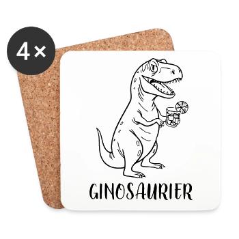 Ginosaur - Trex - Gin - Pun - Coasters (set of 4) - white - Front
