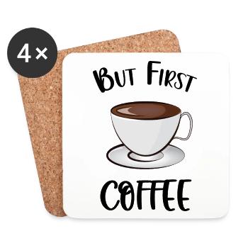 Aber der erste Kaffee - Untersetzer (4er-Set) - Weiß - Vorne