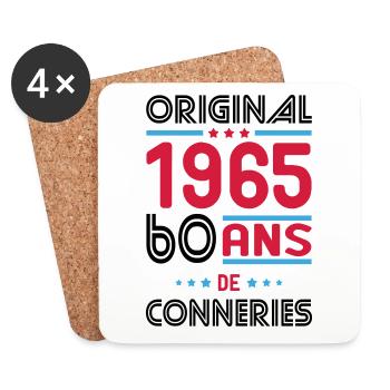 Anniversaire 60 ans - Original 1965 - Conneries - Dessous de verre (lot de 4) - blanc - Devant