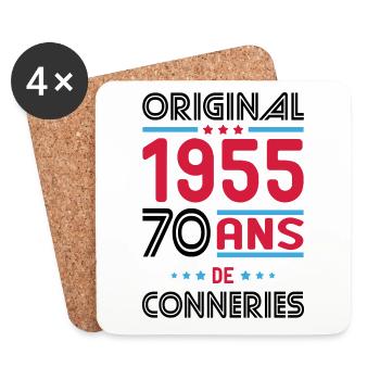 Anniversaire 70 ans - Original 1955 - Conneries - Dessous de verre (lot de 4) - blanc - Devant