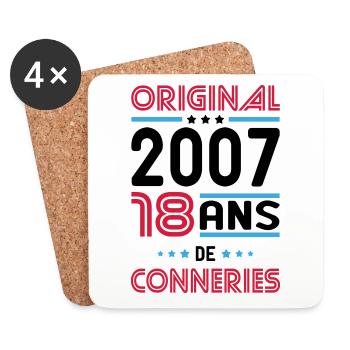 Anniversaire 18 ans - Original 2007 - Conneries - Dessous de verre (lot de 4) - blanc - Devant