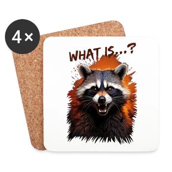 Wütender Waschbär – "What is...?" - Untersetzer (4er-Set) - Weiß - Vorne