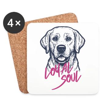 Labrador – Amical, joueur et aimant la famille - Dessous de verre (lot de 4) - blanc - Devant
