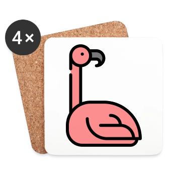 Un beau flamant rose - Dessous de verre (lot de 4) - blanc - Devant