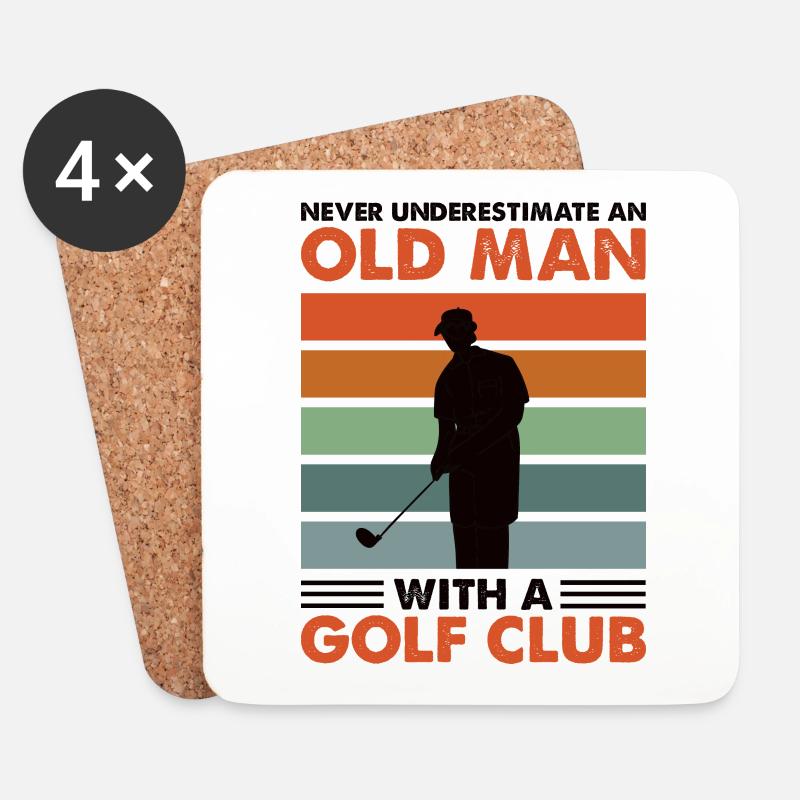 Never underestimate an old man with a golf club - Untersetzer (4er-Set) - Weiß