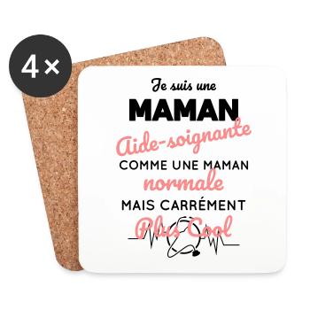 Maman aide-soignante comme maman normale plus cool - Dessous de verre (lot de 4) - blanc - Devant
