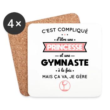 Compliqué d'être une princesse et une gymnaste - Dessous de verre (lot de 4) - blanc - Devant
