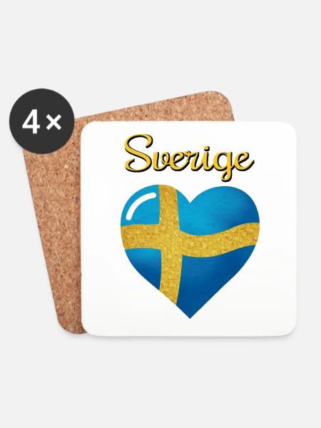 Sveriges flagga, die Flagge Schwedens in Form von - Untersetzer (4er-Set) - Weiß