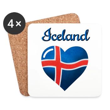 Le drapeau de l’Islande - Dessous de verre (lot de 4) - blanc - Devant