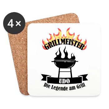 Grillmeister Udo lustiger Spruch Vorname - Untersetzer (4er-Set) - Weiß - Vorne