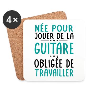 Née pour jouer de la guitare Obligée de travailler - Dessous de verre (lot de 4) - blanc - Devant
