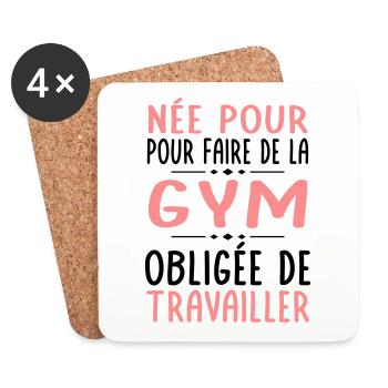Née pour faire gymnastique Obligée de travailler - Dessous de verre (lot de 4) - blanc - Devant