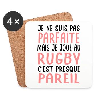 Je ne suis pas parfaite mais je joue au rugby - Dessous de verre (lot de 4) - blanc - Devant