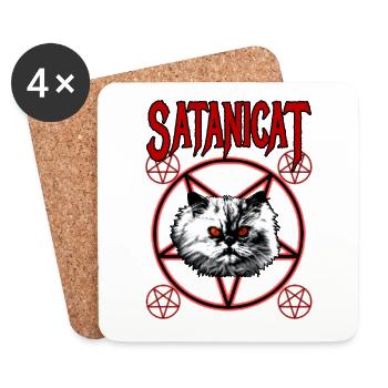 SATANICAT - Dessous de verre (lot de 4) - blanc - Devant
