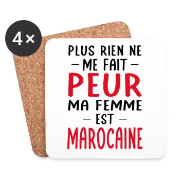 Rien ne me fait peur ma femme est Marocaine - Dessous de verre (lot de 4) - blanc - Devant